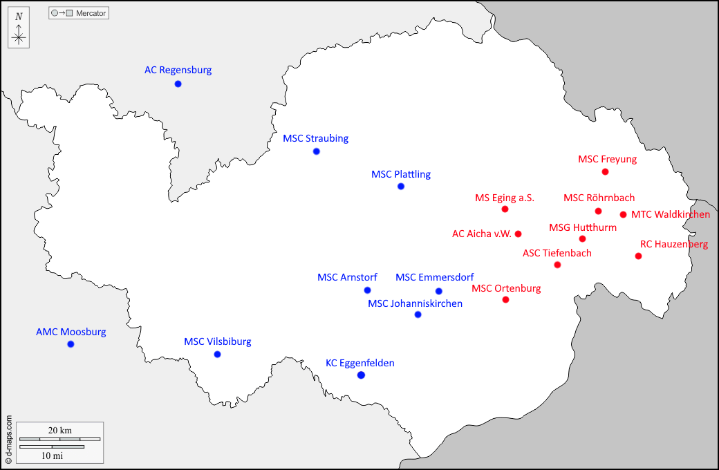 Verschiedene Kart-Slalom Regionen in Niederbayern